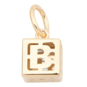 GOLDEN CLEF Gold/B Made In Italy 14kt Gold Initial Cube Charm